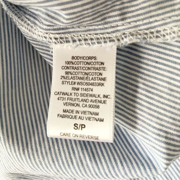 Ro & De Blue and White Striped Long Sleeve Top with‎ Tie Neck Size S - Picture 6 of 6